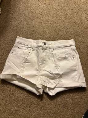 GAP Denim White Distressed High Rise Jean Shorts Size 26R